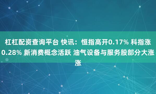 杠杠配资查询平台 快讯：恒指高开0.17% 科指涨0.28% 新消费概念活跃 油气设备与服务股部分大涨