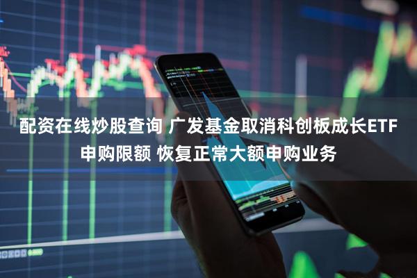 配资在线炒股查询 广发基金取消科创板成长ETF申购限额 恢复正常大额申购业务