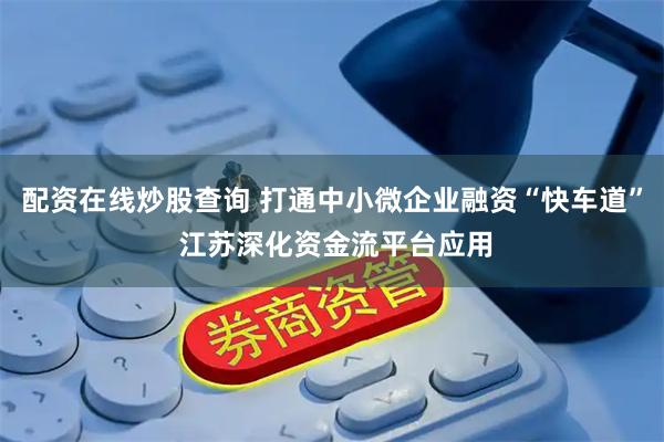 配资在线炒股查询 打通中小微企业融资“快车道” 江苏深化资金流平台应用